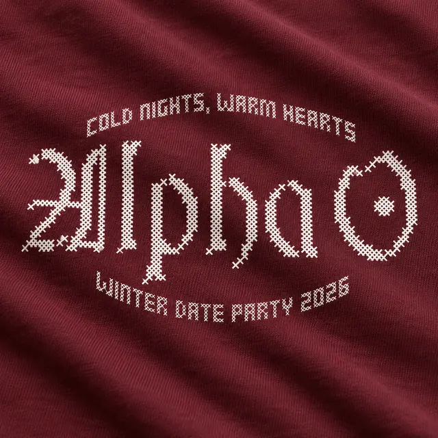 Alpha Omicron Pi Decorative Script Date Party Crewneck