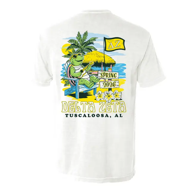Delta Zeta Chill Turtle Tropical Spring Break Shirt 2