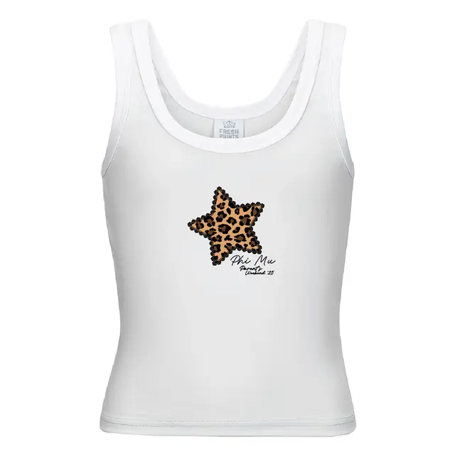 Cheetah Patterned Laced Star Parent's Weekend Tank Design for Phi Mu