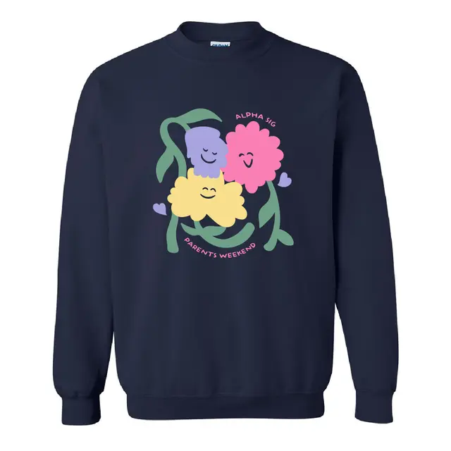 Alpha Sigma Alpha Cute Flowers Parents Weekend Crewneck 2