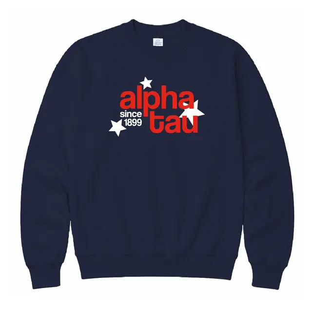 Alpha Sigma Tau Star Pattern Text PR Crewneck 2