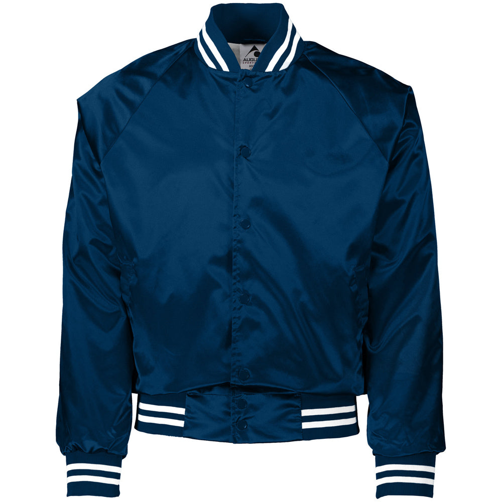 Augusta Unisex Striped Trim Satin Baseball Jacket | Fresh Prints