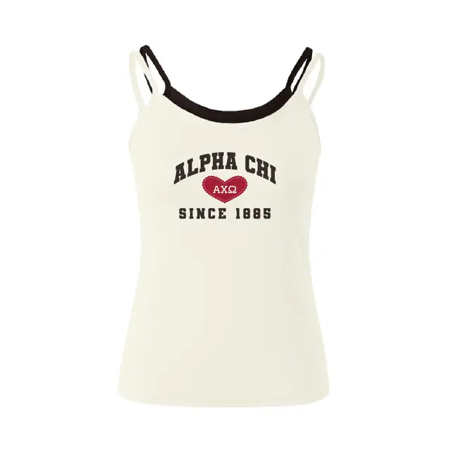 Alpha Chi Omega Block Texts and Scalloped Heart PR Tank 2