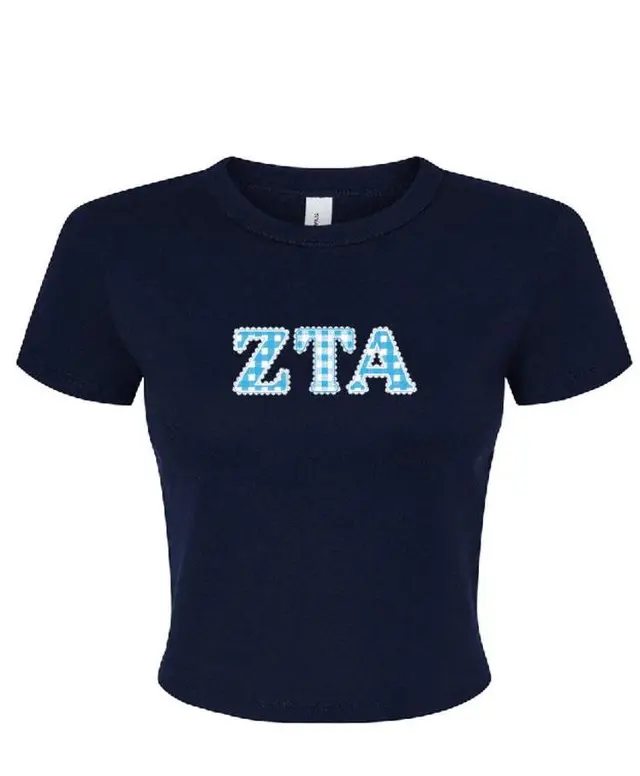 Zeta Tau Alpha Gingham Lace Text PR Shirt 2