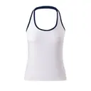 Fresh Prints Shelby Backless Halter Top White Navy mto Front
