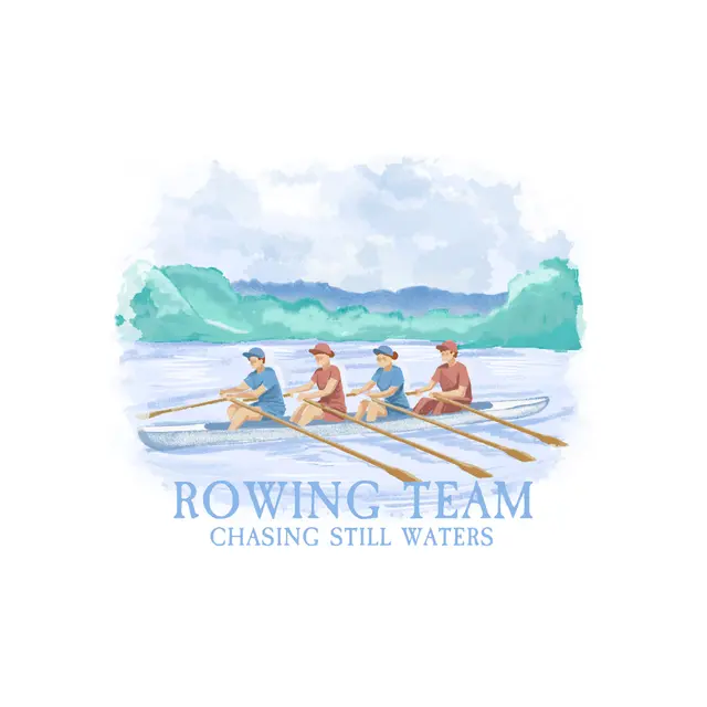 Rowing Team Athlete Scenery in Watercolor Painting PR Shirt