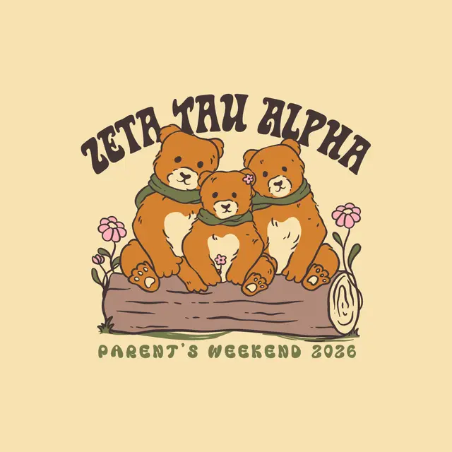 Zeta Tau Alpha Cozy Bear Family Parent's Weekend Shirt
