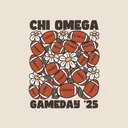 Chi Omega Football and Daisies Game Day Crewneck