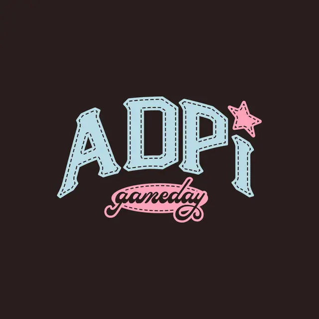 Alpha Delta Pi Stitched Texts and Oval Game Day Shirt