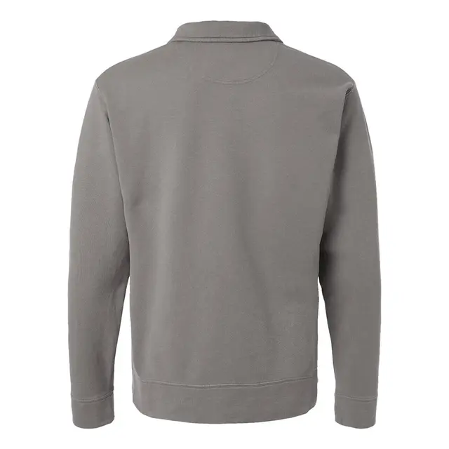 Hanes Unisex Garment-Dyed Polo Collar Sweatshirt - GDH490 Concrete Grey Back