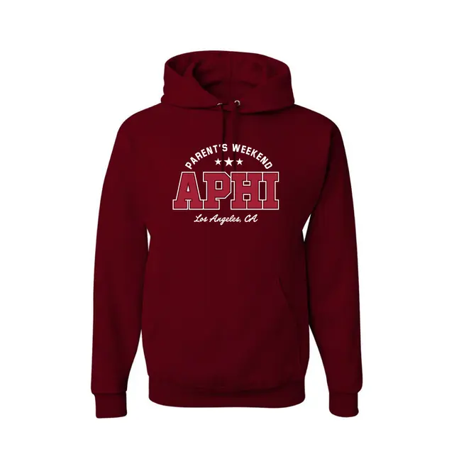 Alpha Phi Stacked Block Text Parent's Weekend Hoodie 2