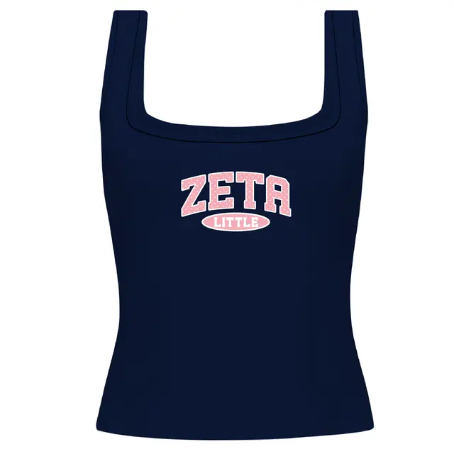 Zeta Tau Alpha Pink Polka Dot and Oval Patch Big Little Reveal Tank 2