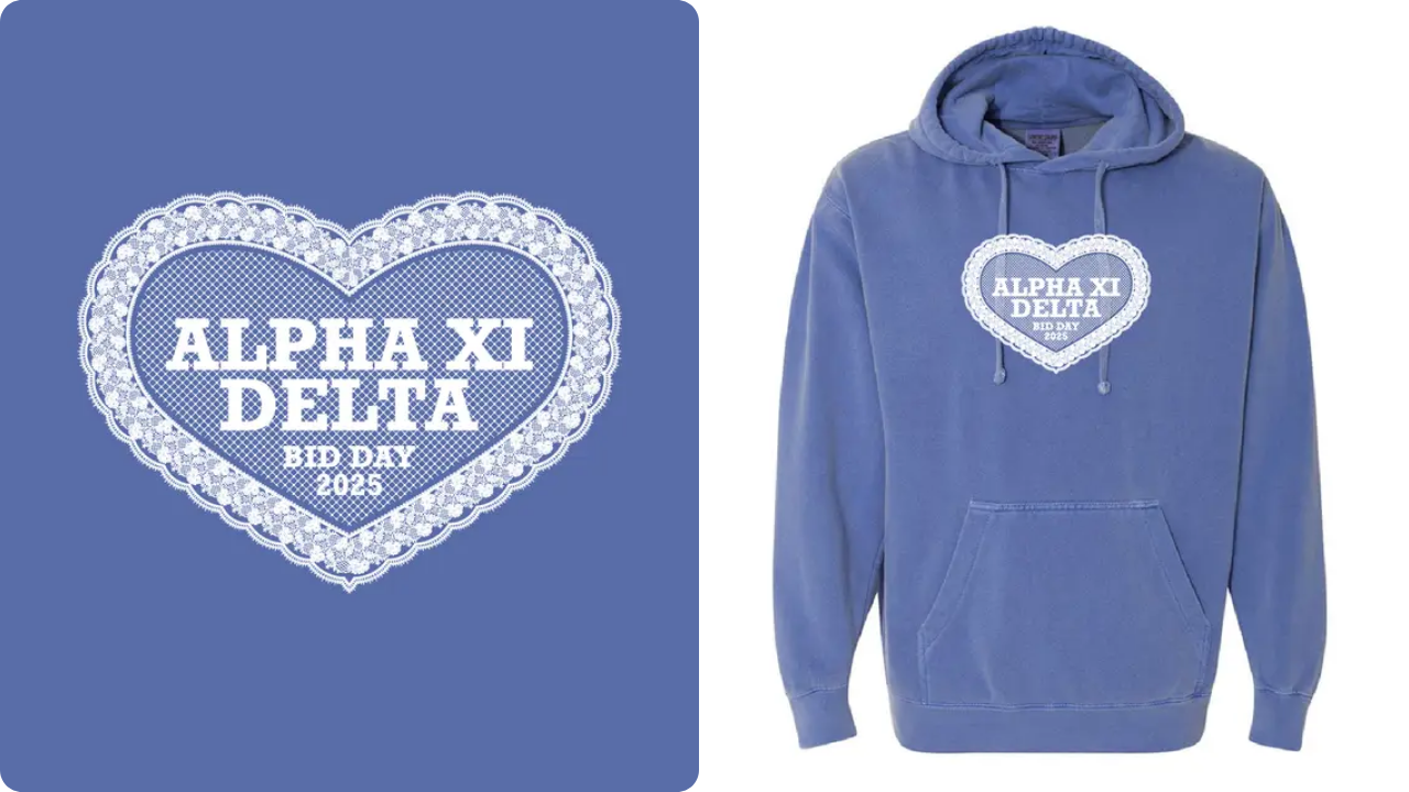 Alpha Xi Delta hoodie design