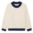 Fresh Prints FP123 Denver Heavyweight Color Block Mock Neck Buttermilk Navy mto Front