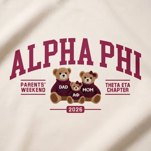 Alpha Phi Bear Family Illustration Parent's Weekend Sweater
