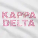 Kappa Delta Kappa Delta Cute Flower Text with Floral Patterns and Stitching in Pink Design for Sorority