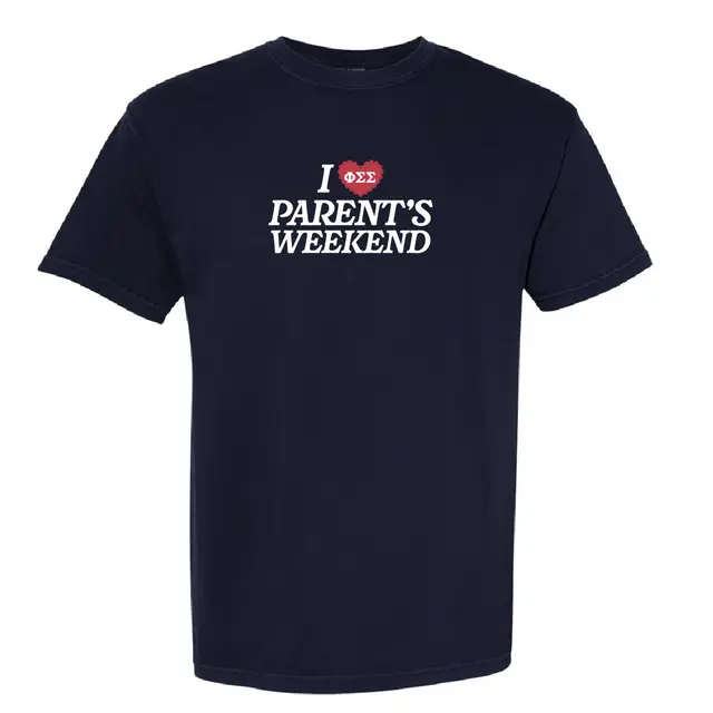 Phi Sigma Sigma Heart Text Parent's Weekend Shirt 2