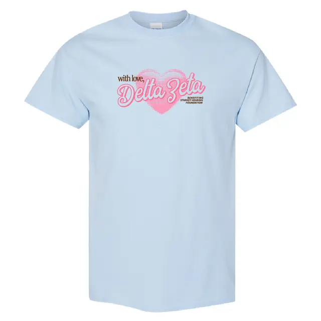 Delta Zeta Script Text with Halftone Heart Philanthropy Shirt 2