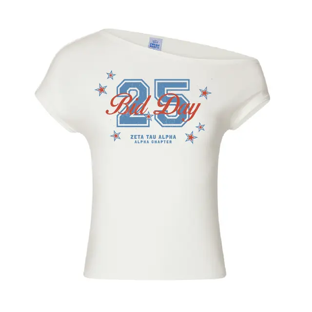 Zeta Tau Alpha Bold Number and Stars Bid Day Shirt 2