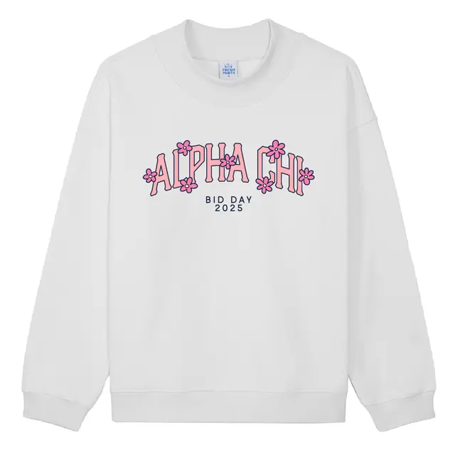 Alpha Chi Omega Floral Text Bid Day Sweater 2