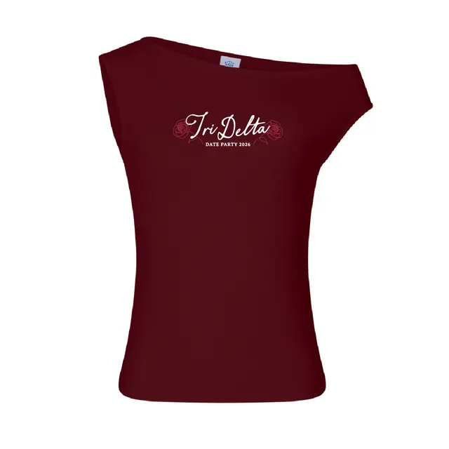 Delta Delta Delta Rose Script Date Party Tank 2