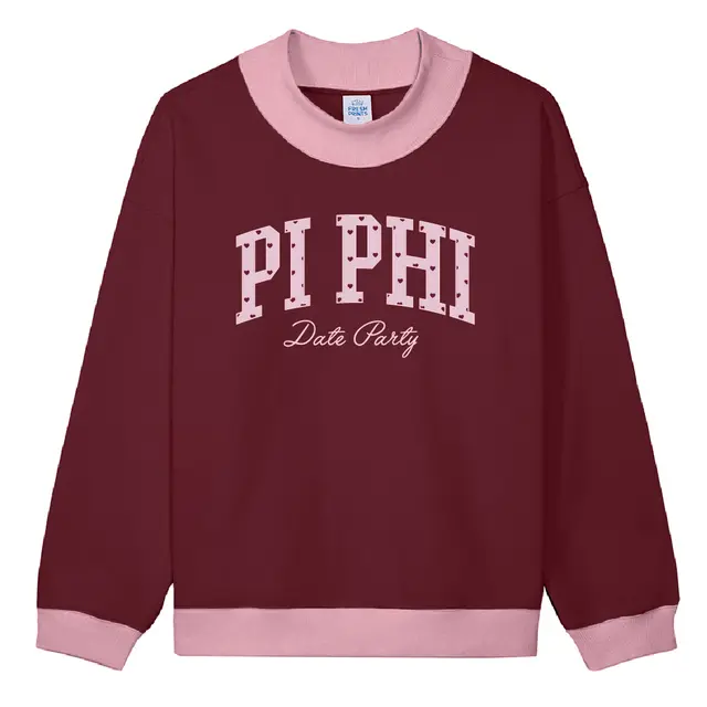 Pi Beta Phi Heart Print Text Date Party Sweater 2