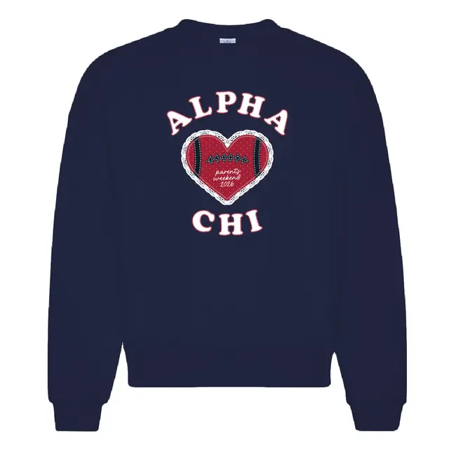 Alpha Chi Omega Heart Football Parents Weekend Crewneck 2