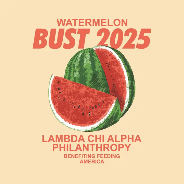 Lambda Chi Alpha Watermelon Bust Bold Text Philanthropy Shirt