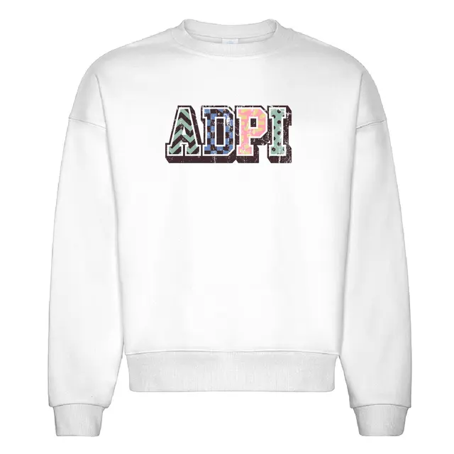 Alpha Delta Pi Patterned Lettering PR Crewneck 2