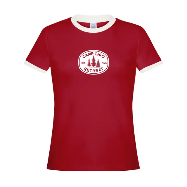 Chi Omega Pine Tree Illustration Retreat Shirt 2