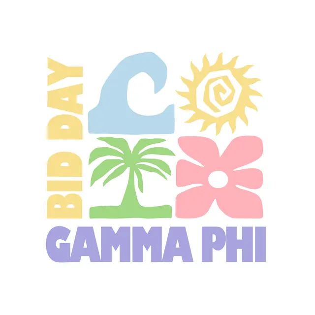 Gamma Phi Beta Sun Palm Wave Floral Rush Shirt