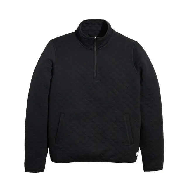 Marine Layer Corbet Quilted Pullover Black Front