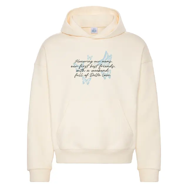 Delta Delta Delta Butterfly Script Mom's Weekend Hoodie 2