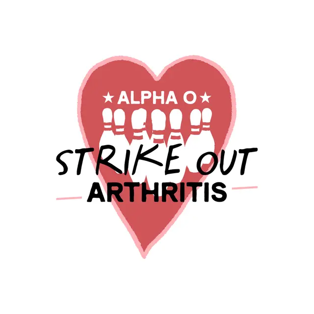 Alpha Omicron Pi Bowling Pins with Heart Philanthropy Shirt