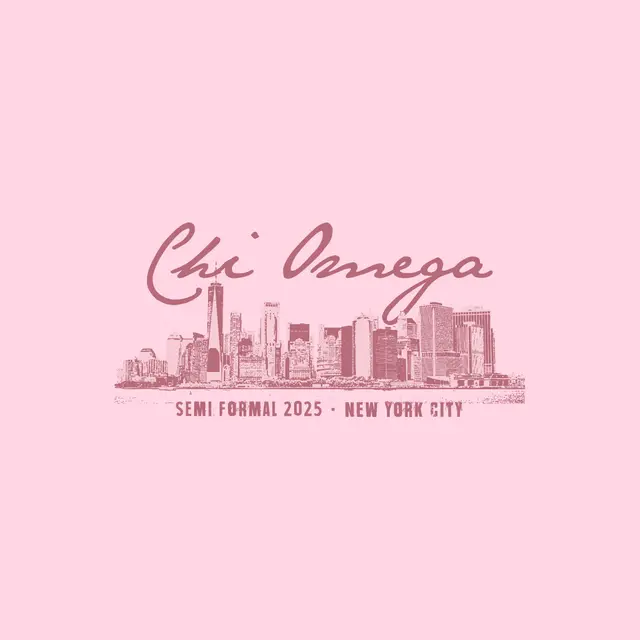 Chi Omega Skyline Script Semi Formal Hoodie