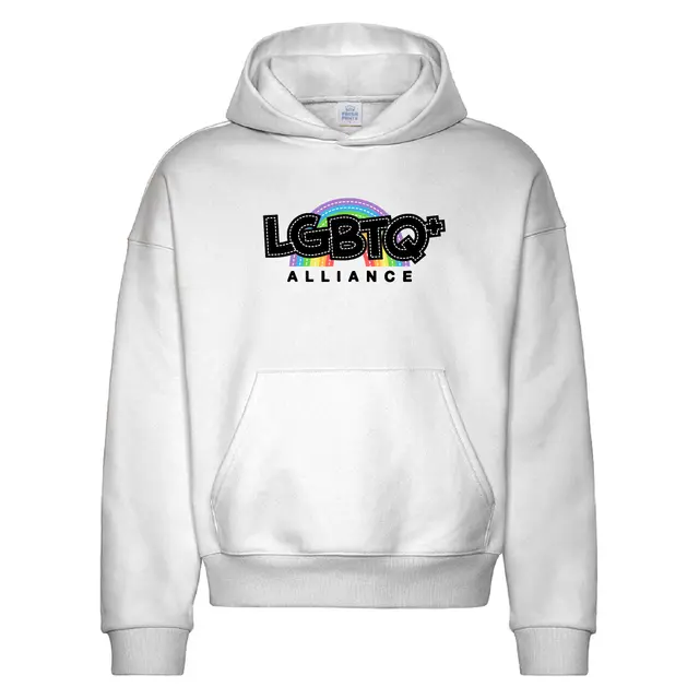 LGBTQ+ Alliance Rainbow Stitch Text PR Hoodie 2