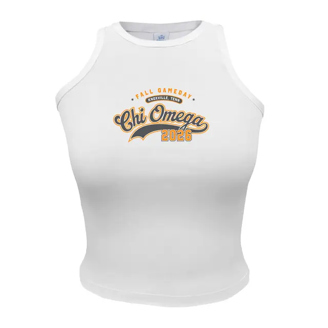 Chi Omega Retro Lettering Game Day Tank 2