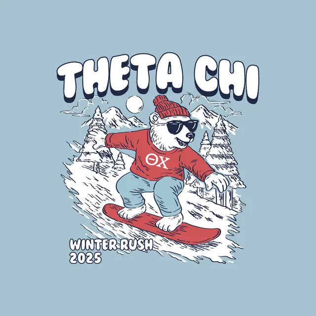 Theta Chi Snowboarding Bear Winter Rush Crewneck
