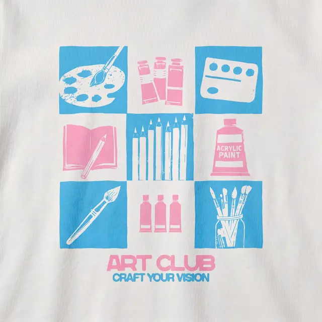 Art Club Colorful Art Supplies Grid PR Crewneck