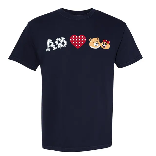 Alpha Phi Checkered Heart Bear PR Shirt-2