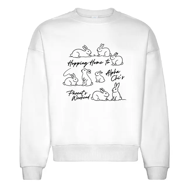 Alpha Chi Omega Playful Bunnies Parent's Weekend Crewneck 2