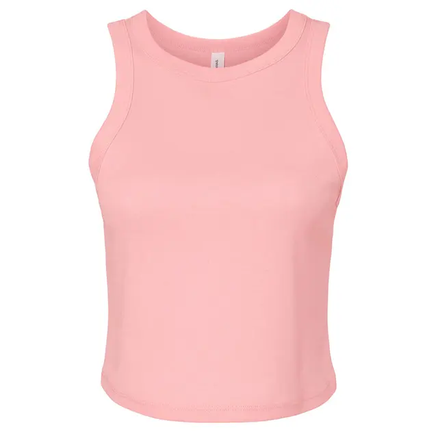 Customizable Bella + Canvas Ladies' Micro Ribbed Racerback Tank 1019 Solid Pink Blend Front
