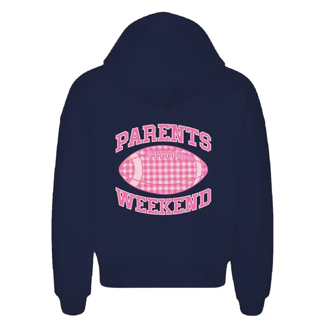 Delta Phi Epsilon Pink Gingham Football Parents Weekend Hoodie 2