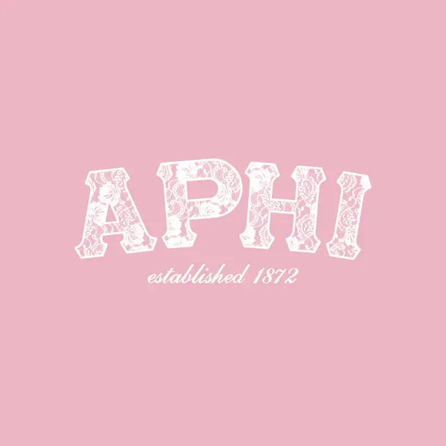 Alpha Phi Lace Pattern Text PR Crewneck