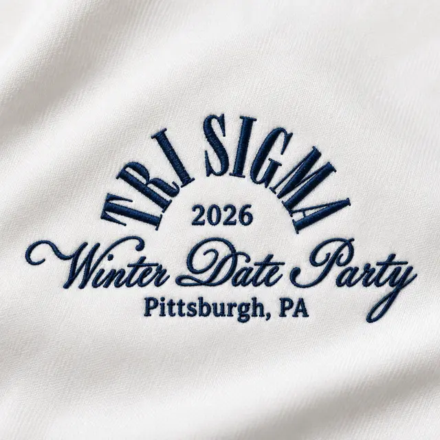 Sigma Sigma Sigma Arched Script Winter Date Party Hoodie