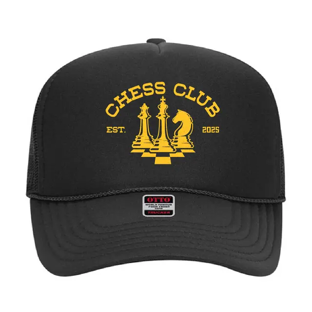 Chess Club Bold Text Chess Piece Layout PR Hat 2