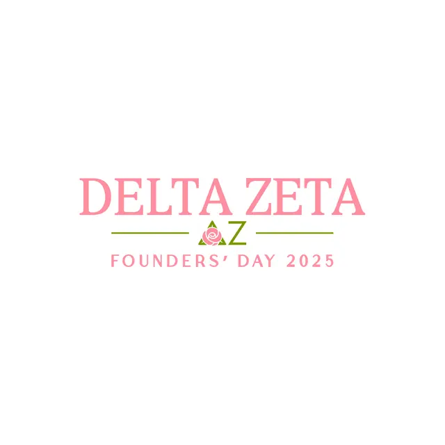 Delta Zeta Pink Rose Text Founder's Day Shirt