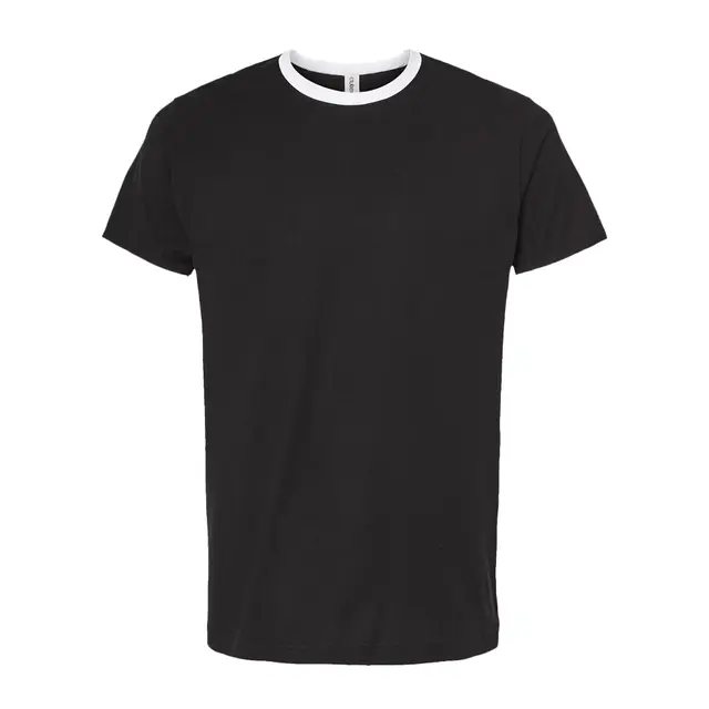TULTEX Unisex Fine Jersey Ringer T-Shirt - 246 Black White Front