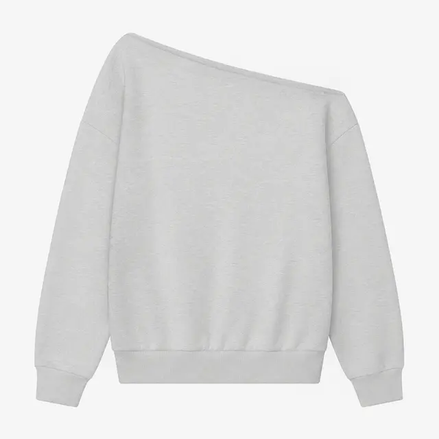 Fresh Prints Frankie Off-Shoulder Heavyweight Sweatshirt Ash Grey mto Front
