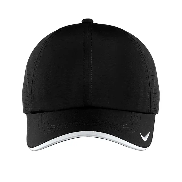 Nike Dri-FIT Perforated Performance Cap Black White Straight Front